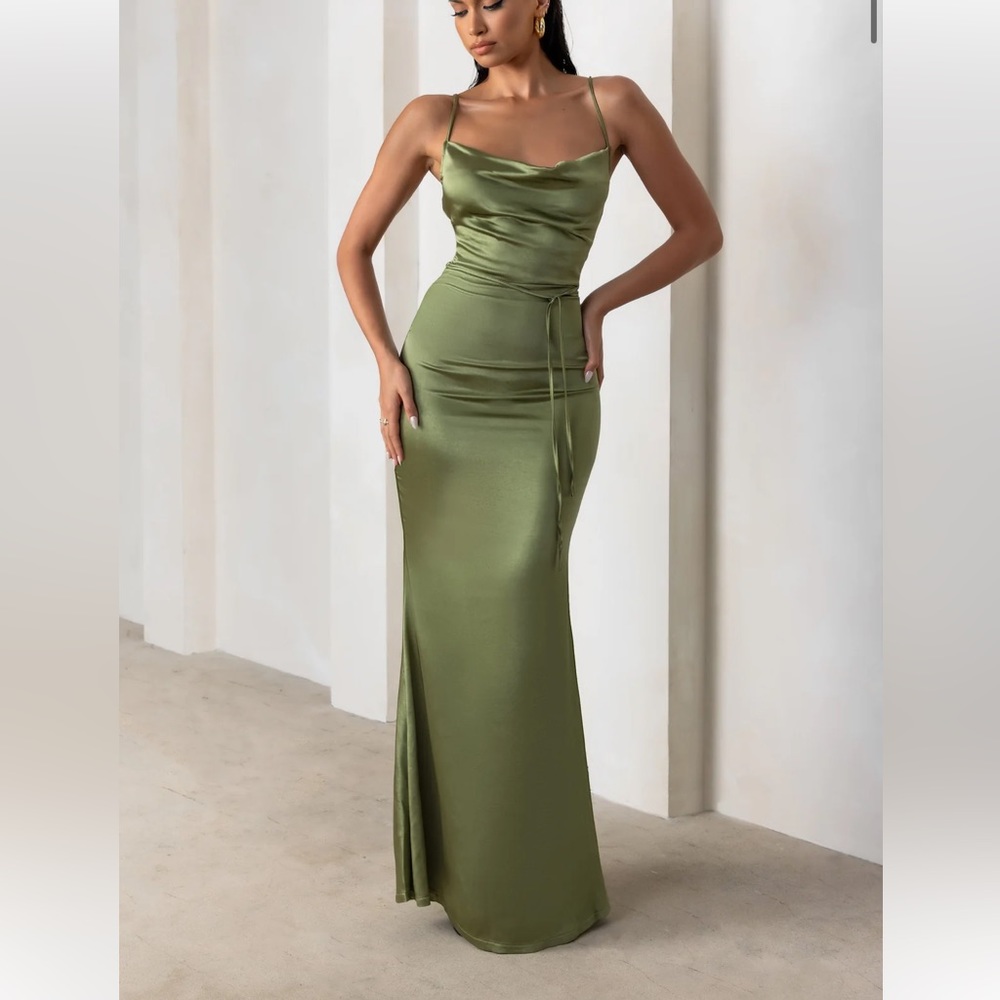 Club L London light olive green maxi party/event dress